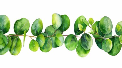 Canvas Print - A beautiful creeper design created using delicate watercolor eucalyptus leaves, showcased against a clean background for a fresh look.