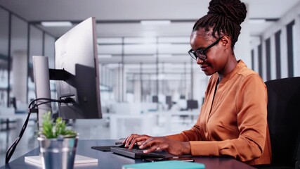 Poster - Efficient African American Businesswoman Managing Documents