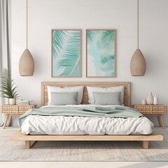 Canvas Print - interior of a bedroom with a bed