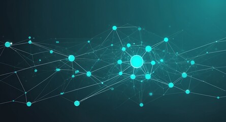 Poster - teal artificial intelligence network connections techn technology abstract background digital artwork