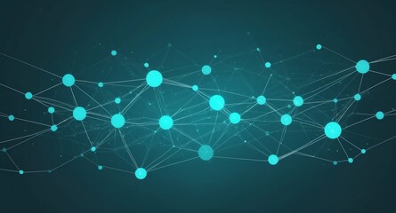 Poster - teal artificial intelligence network connections techn technology abstract background digital artwork