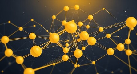 Poster - yellow artificial intelligence network connections tec technology abstract background digital artwork