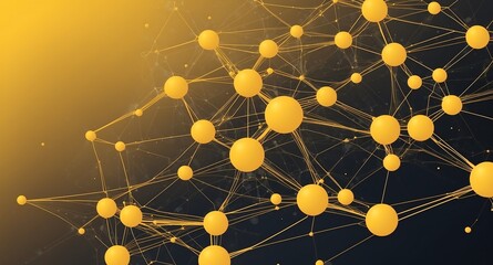 Poster - yellow artificial intelligence network connections tec technology abstract background digital artwork