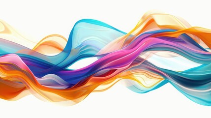 Poster - Abstract colorful backround, blue, purple, flowing ribbons on a white background.  For artwork of  leaflet, and poster design, wall art space,  website, and media decor. Commercial use, 300 dpi.
