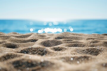 Wall Mural - beautiful beach with sand and the sea in the background out of focus during the day in high resolution and sharpness HD - generative ai