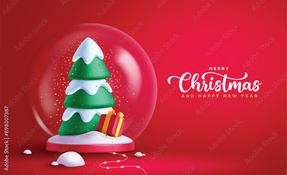 Christmas snow globe vector design. Merry christmas greeting text in ...