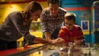 © Beer AI - Family enjoying an interactive exhibit at a science museum