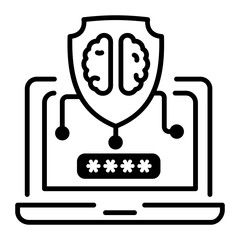 Ai security system icon in glyph style