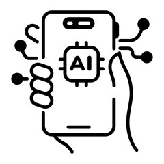 Wall Mural - Ai device icon in outline style