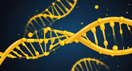 Poster - yellow theme biotech dna sequencing concept technology abstract background with copy space