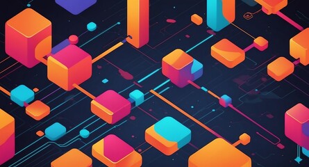 Poster - colorful blockchain transaction flow concept technolog technology abstract background with copy space
