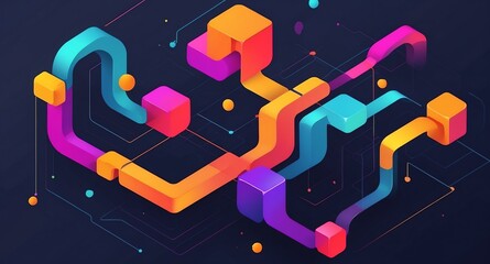 Poster - colorful blockchain transaction flow concept technolog technology abstract background with copy space
