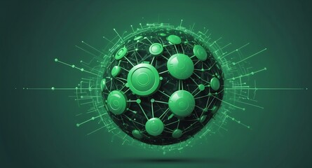 Poster - green machine learning nodes ai concept technology abstract background with copy space