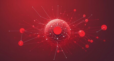 Poster - red machine learning nodes ai concept technology abstract background with copy space