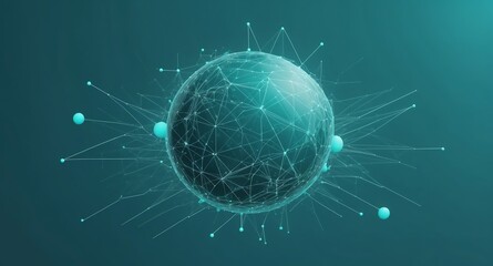 Poster - teal machine learning nodes ai concept technology abstract background with copy space