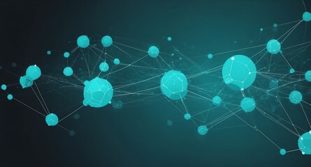 Poster - teal machine learning nodes ai concept technology abstract background with copy space