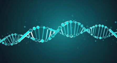 Poster - teal theme biotech dna sequencing concept technology abstract background with copy space