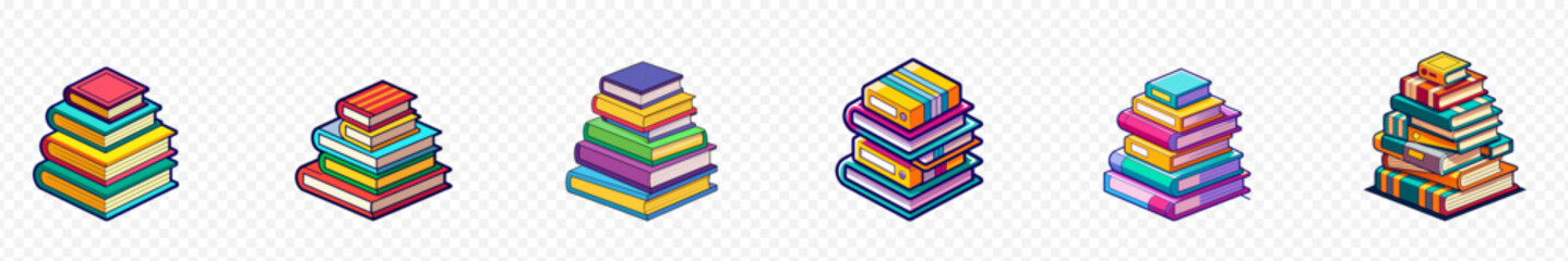 Stack of Books, Pile of books, stack of book icon, book stacks in piles, Stack of books isolated transparent background