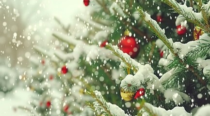 Poster - christmas tree with red balls