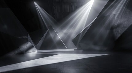 Poster - Abstract Geometric Stage With Bright Spotlights