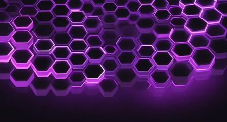 Wall Mural - purple hologram hexagon lights projection grid technol technology abstract background with copy space