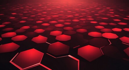 Poster - red hologram hexagon lights projection grid technology abstract background with copy space