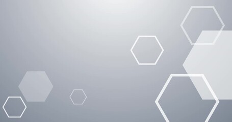 Poster - Wallpaper, hexagon and moving of shape, pattern and digital for molecule, lines and texture of symmetry. Geometric, virtual and design for system, tech and color of honeycomb, futuristic and space