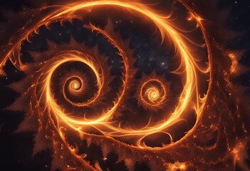 Canvas Print - illustration fractal fiery design orange spiral background abstract