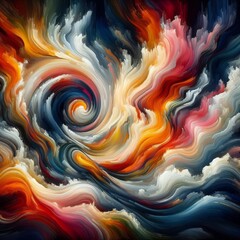 Wall Mural -  A abstract painting with bold, swirling colors that evoke a sen