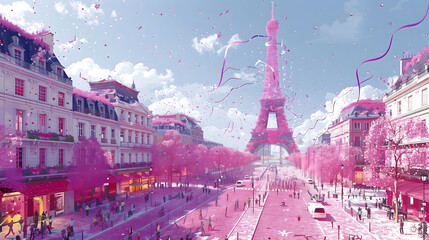 Vibrant Purple Celebration at the Eiffel Tower and Stade de France