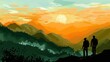 © Iswanto - Two Hikers Enjoy the Sunset on a Mountain Ridge