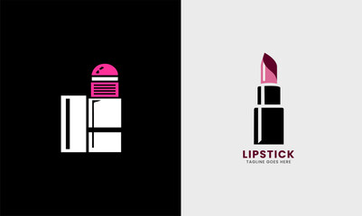 Wall Mural - Lipstick logo, lips red icon, female face lipstick graphic design symbol minimalist 