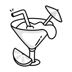 Poster - A doodle style icon of cocktail glass 

