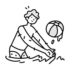 Sticker - A doodle icon showing pool playing ball 

