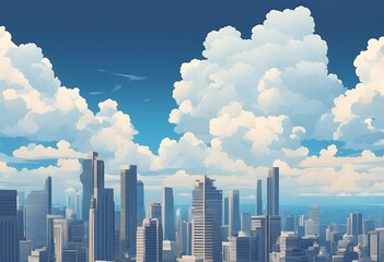 Poster - cloud anime sky clouds blue design style background vector clean