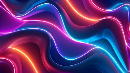 Sticker - Wavering, abstract neon light glowing in the dark. dazzling magical energy and motion theme, abstract background for a vector wallpaper