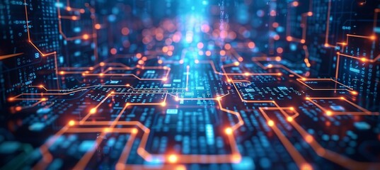 Poster - Circuit network motherboard. Wireless data transfer process. Generative AI technology.	
