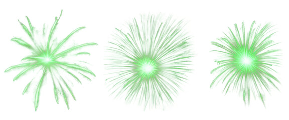 green fireworks bursting, festive atmosphere, celebrating special, isolate on transparent background
