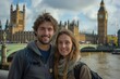 © Jelena - Smiling Couple Posing in Front of Big Ben and the Houses of Parliament in London