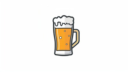 Aufkleber - A simple, cartoon-style beer logo featuring a glass of beer with foam and a handle, on a white background. Generative AI