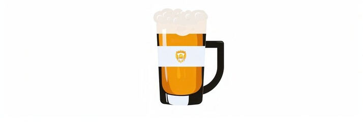 Poster - A simple beer logo featuring a glass of beer with a foamy head and a black handle. Generative AI