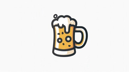 Aufkleber - A simple, cartoon-style logo of a beer mug filled with beer and topped with foam. Generative AI