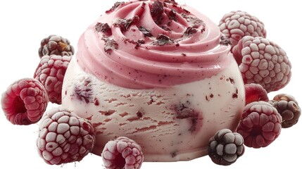 Pink Ice Cream with Raspberries