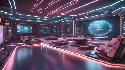 luminous futuristic control center with holographic interfaces