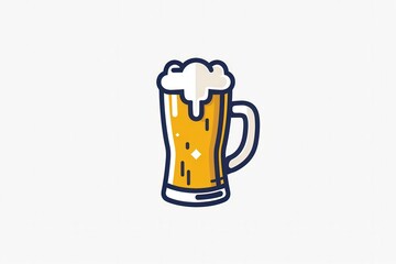 Aufkleber - A simple cartoon beer logo with a glass of beer and foam. Generative AI