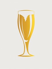 Aufkleber - A simple, golden-colored beer glass logo on a white background. Generative AI
