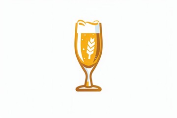 Aufkleber - A beer logo featuring a stylized glass with a white wheat stem inside and a white foam top. Generative AI