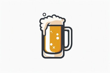 Aufkleber - A simple beer mug logo design is illustrated against a white background. Generative AI