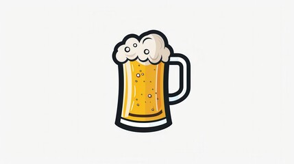 Poster - A simple beer logo is displayed on a white background. The logo depicts a glass of beer with foam. Generative AI