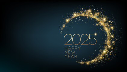 Aufkleber - 2025 New Year Abstract shiny color gold wave design element